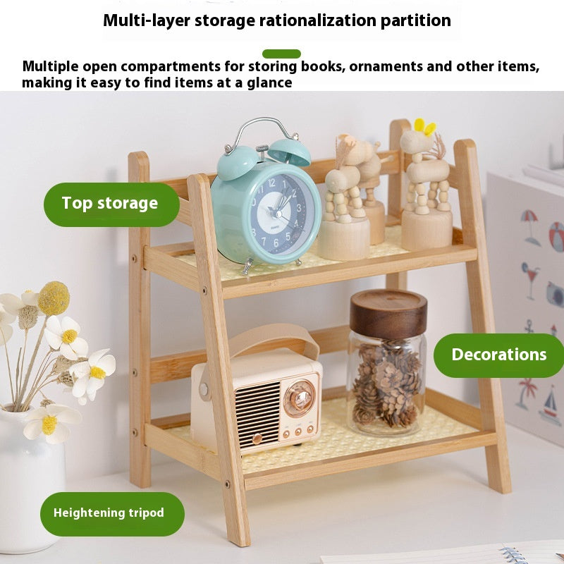 Bamboo Multi-Layer Storage Rack for Guest Rooms - 2 Layers