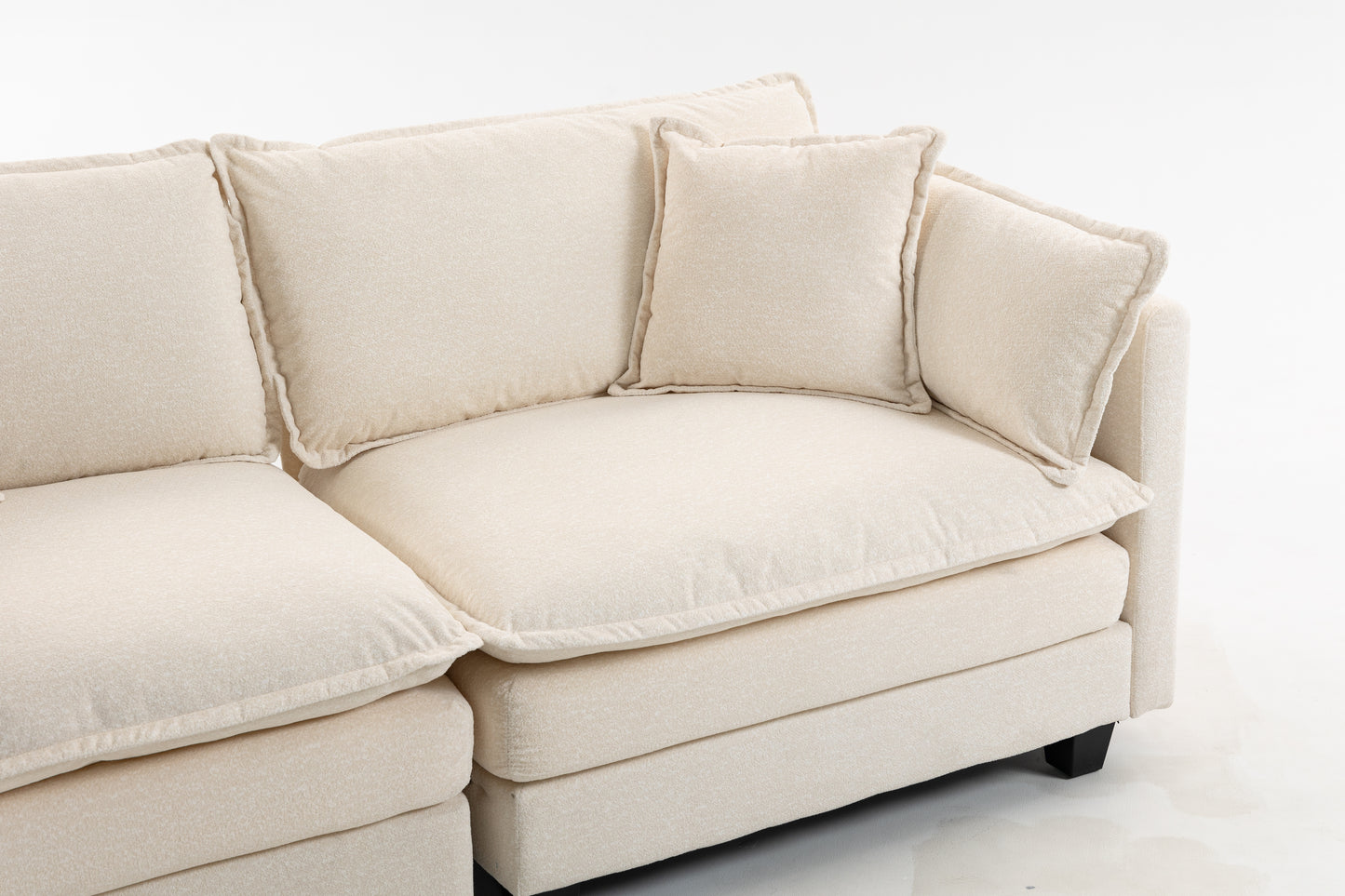 Modern 2-Seat Sectional Sofa with Chaise Lounge - Antique White