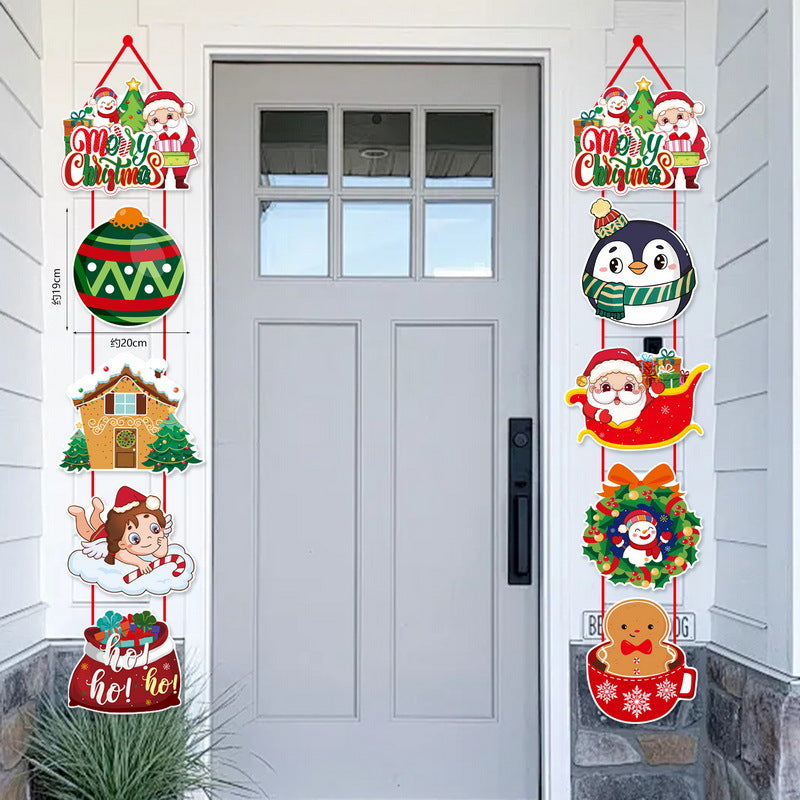 Christmas Scene Door Curtain Decor Cartoon Holiday Festive Hanging Ornament