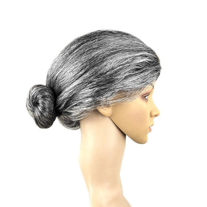Grandma Wig for Costumes - White, Silver & Gray Synthetic Hair Wigs for Dress Up