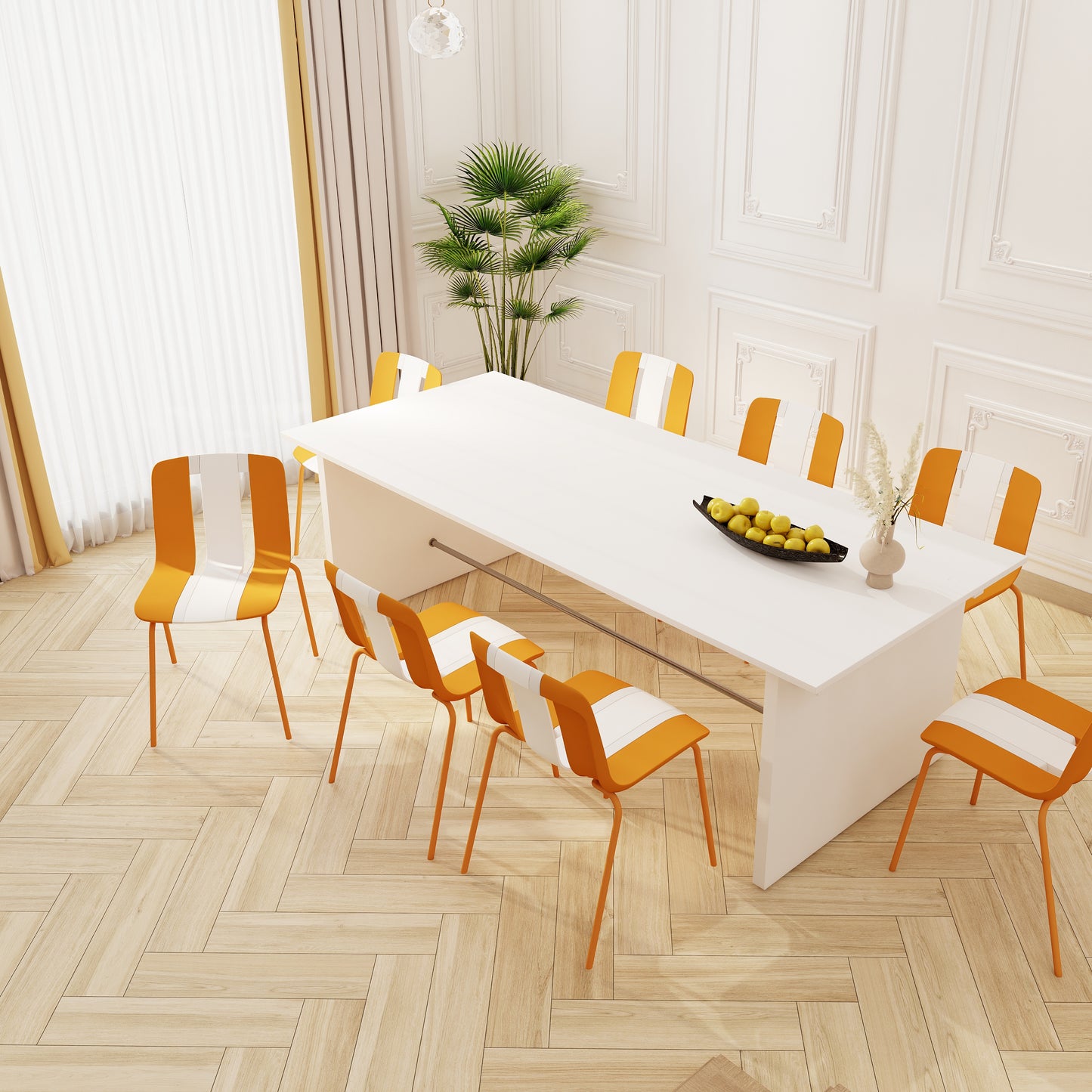 4-Pack Modern Striped Color Block Chairs - Indoor/Outdoor Seating