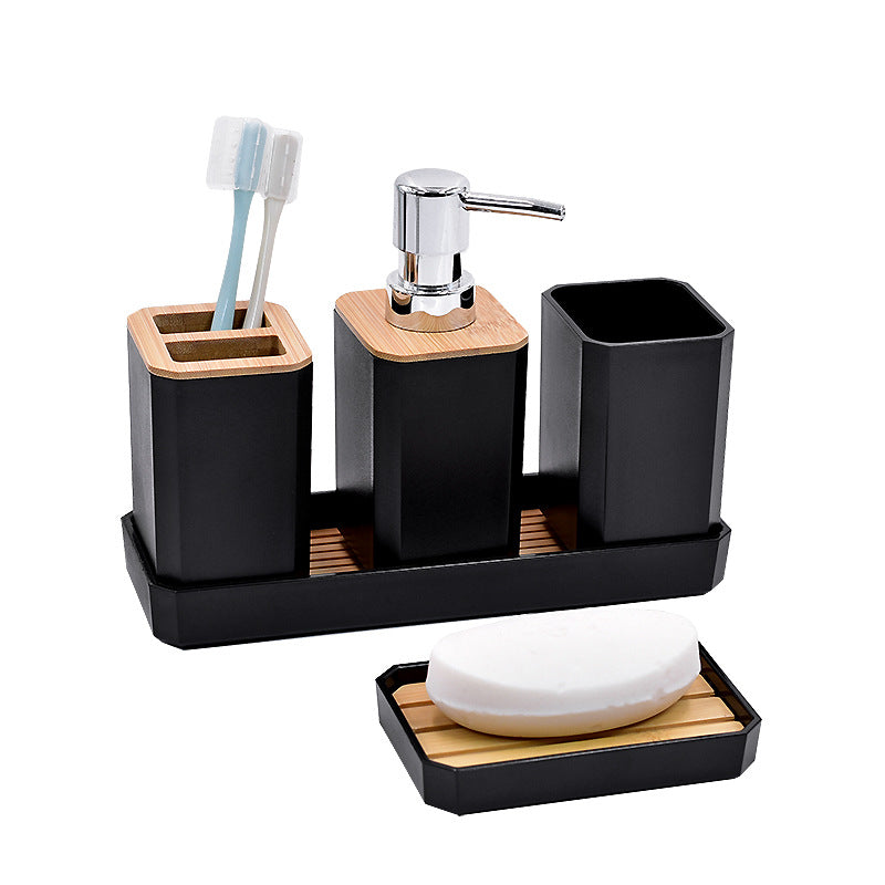 5-Piece Bathroom Wash Set with Ceramic-Inspired Design - Stylish Home Organizer