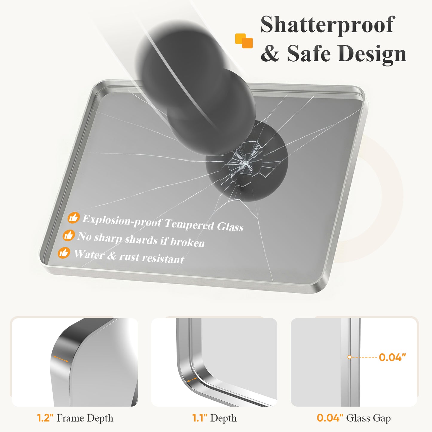 Rectangular Metal Frame Wall Mirror - Modern Decorative Home Decor