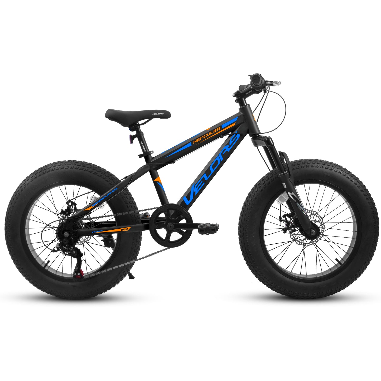 20 Inch Fat Tire Mountain Bike - 7 Speed, Dual Disc Brakes, Black