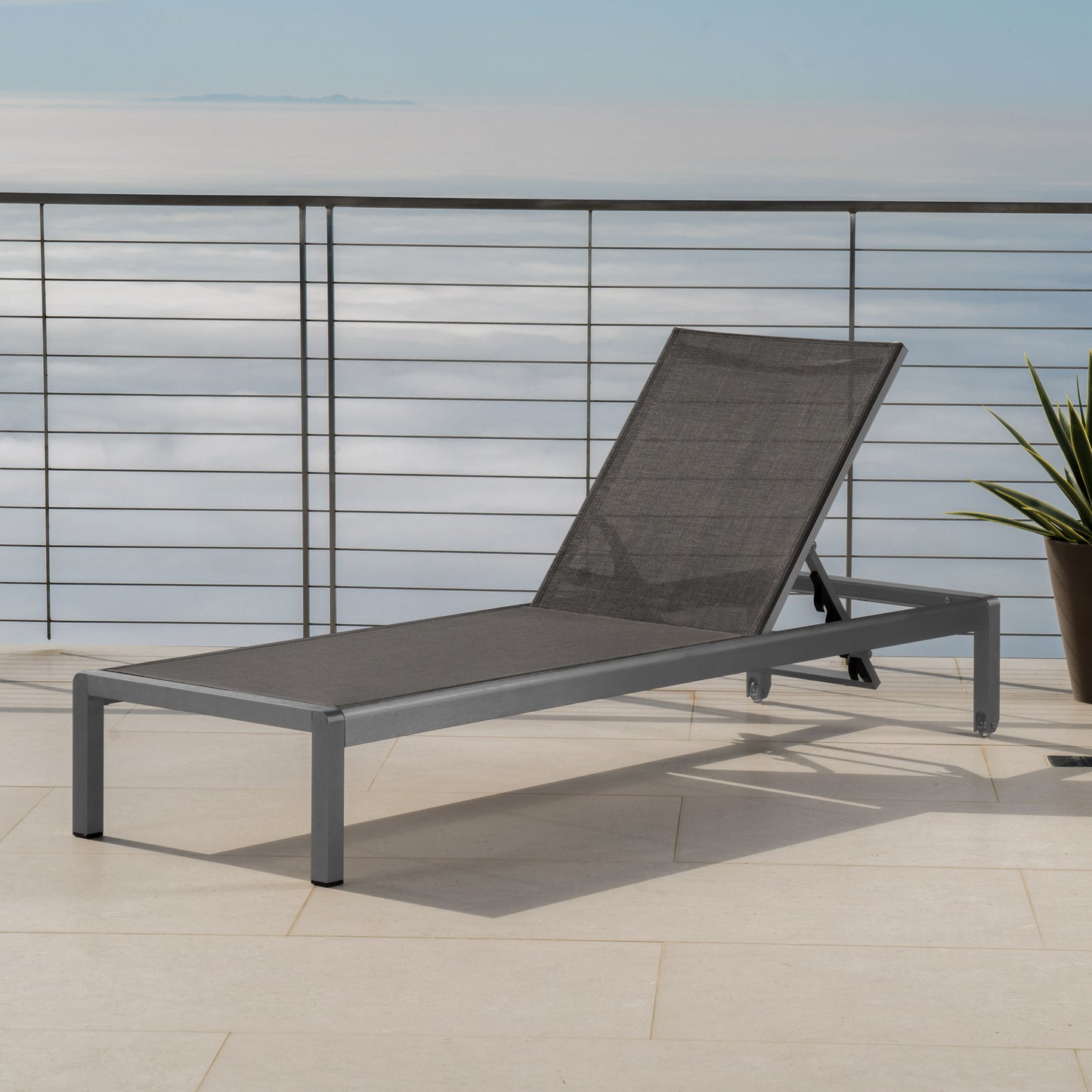 Cape Coral Gray Chaise Lounge - Outdoor Mesh Lounge Chair