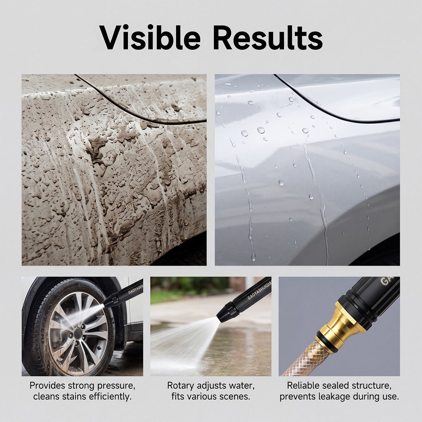 Heavy Duty Metal Garden Water Gun Set — Adjustable High Pressure Nozzle for Car Washing & Outdoor Cleaning