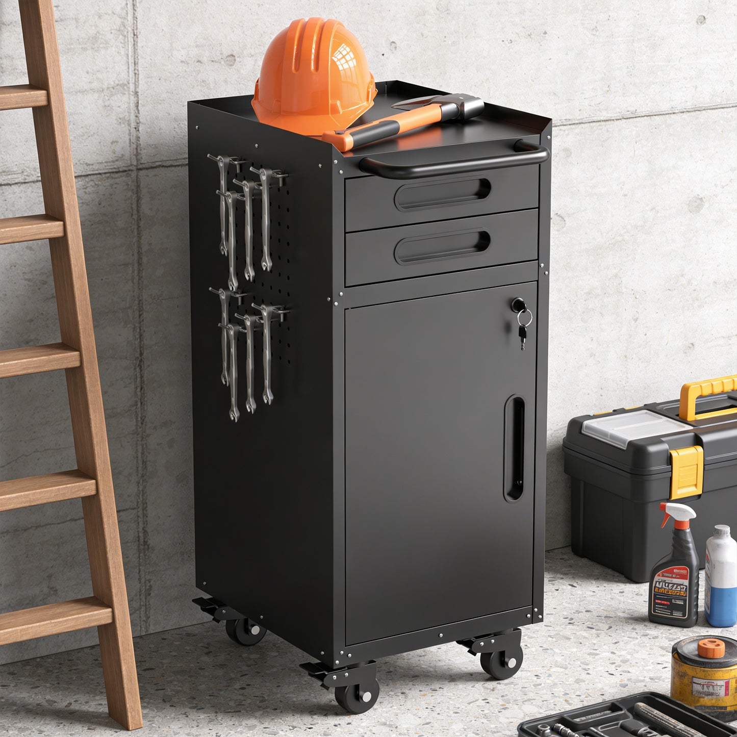 34.3 Narrow Rolling Tool Cabinet - Space-Saving Garage Storage With