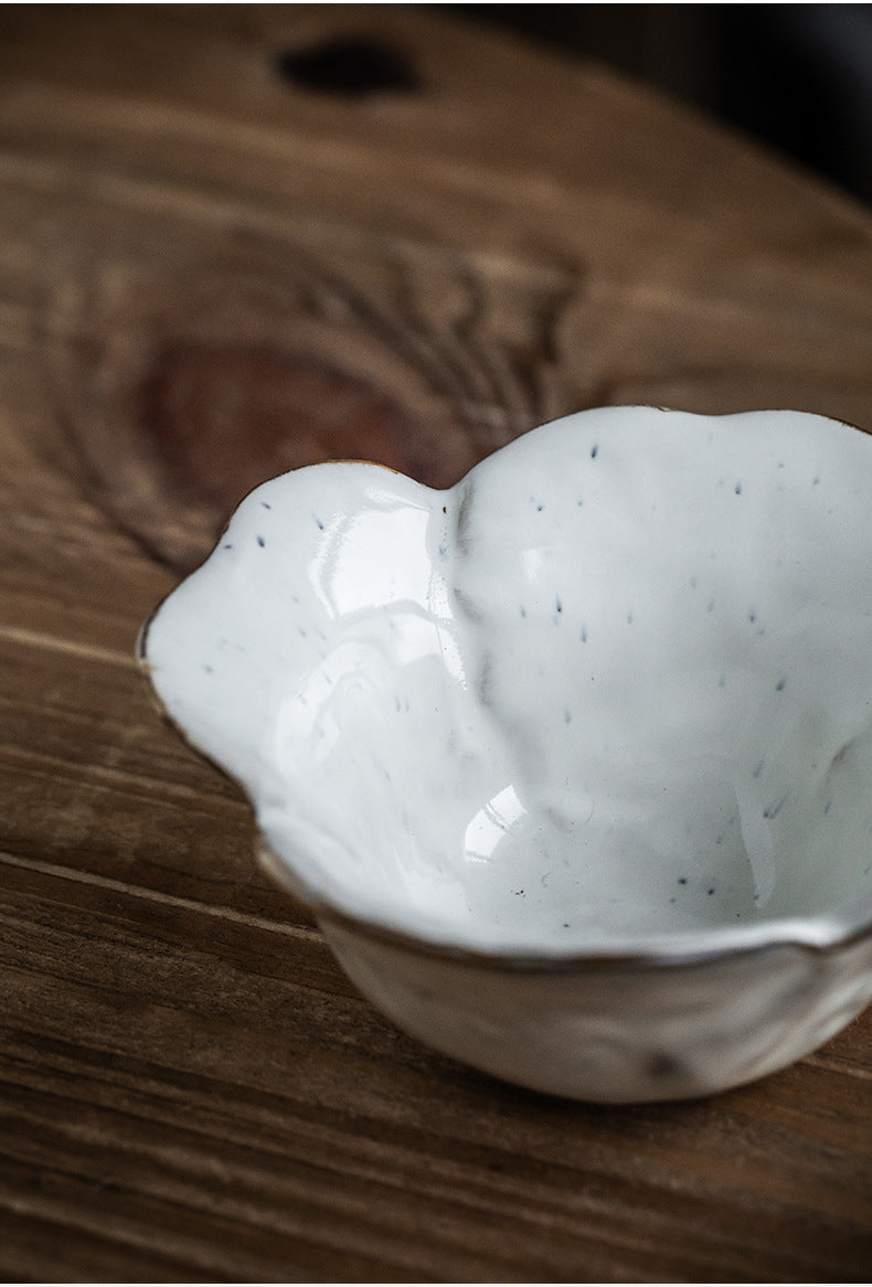 Ceramic Petals Seasoning Dish - White Porcelain Tableware for Kitchen