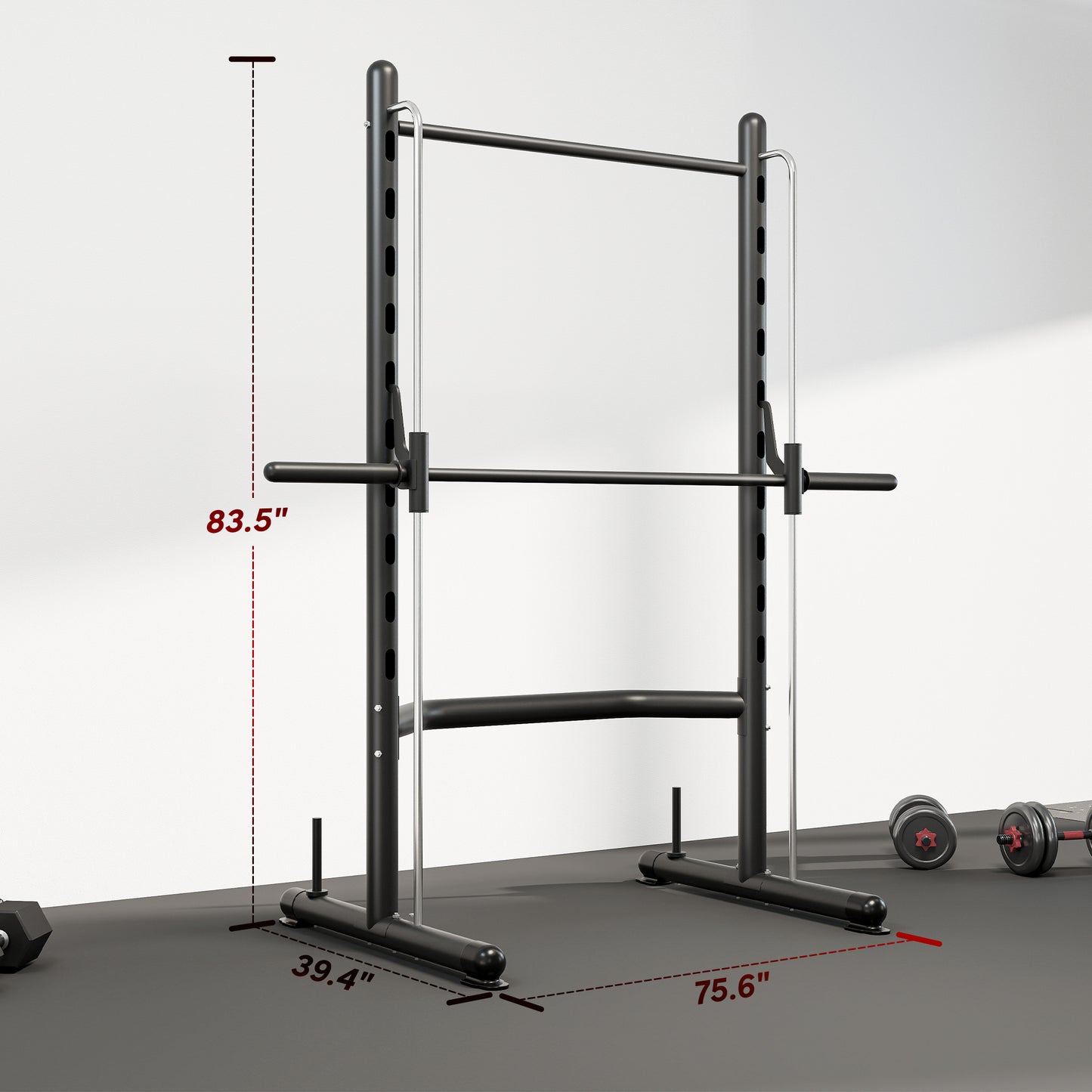 Adjustable Squat Rack with Pull-Up Bar & Barbell Holder - Black