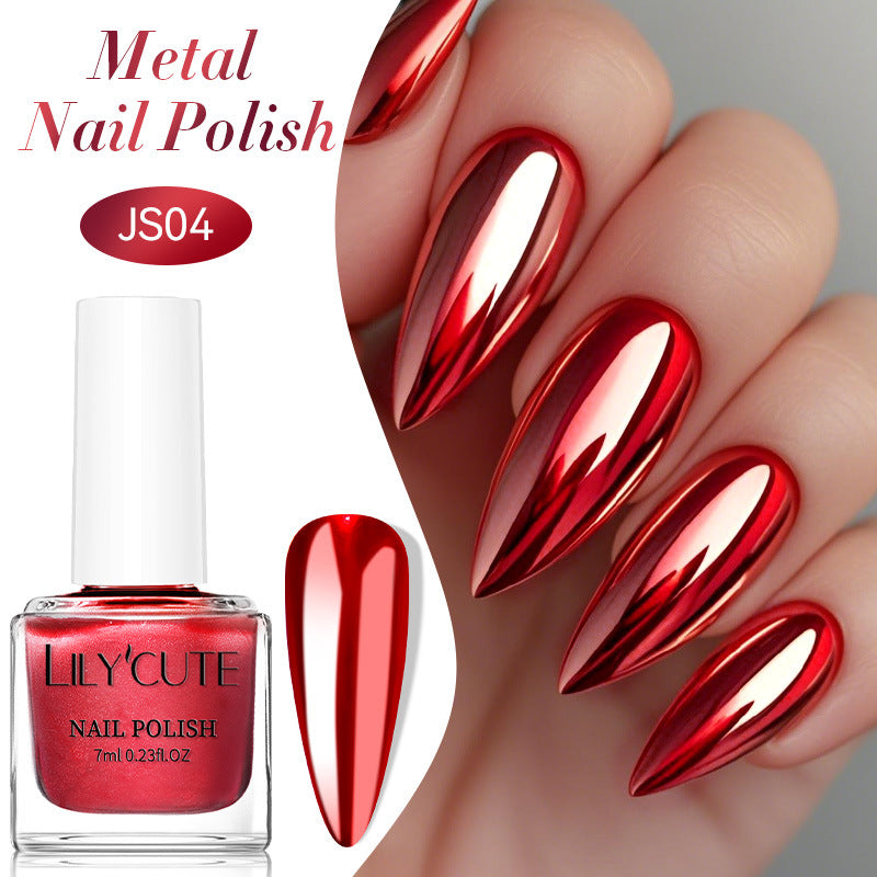 Quick-Dry Metallic Mirror Nail Polish No Baking Required - Water & Oily Resistant