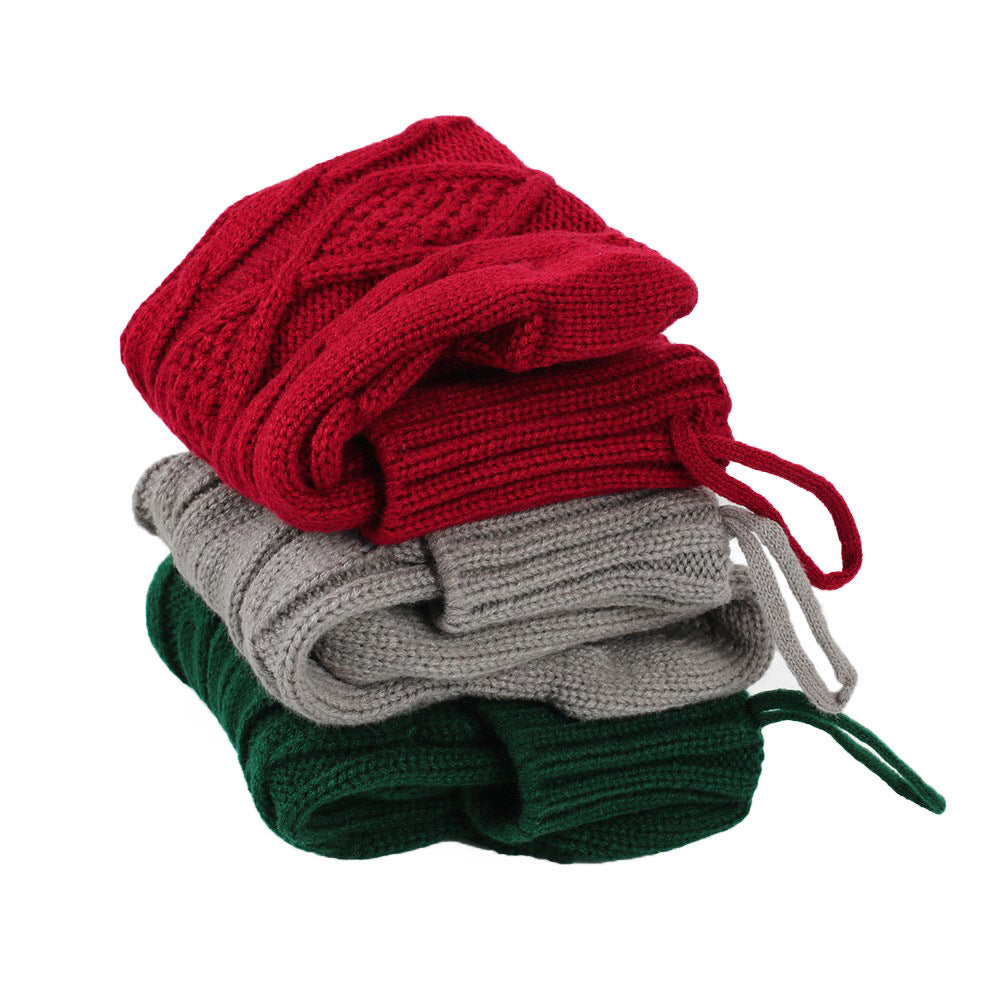 Large Christmas Gift Bag 46CM Wool Knitted Socks Scene Decor - Holiday Ornament