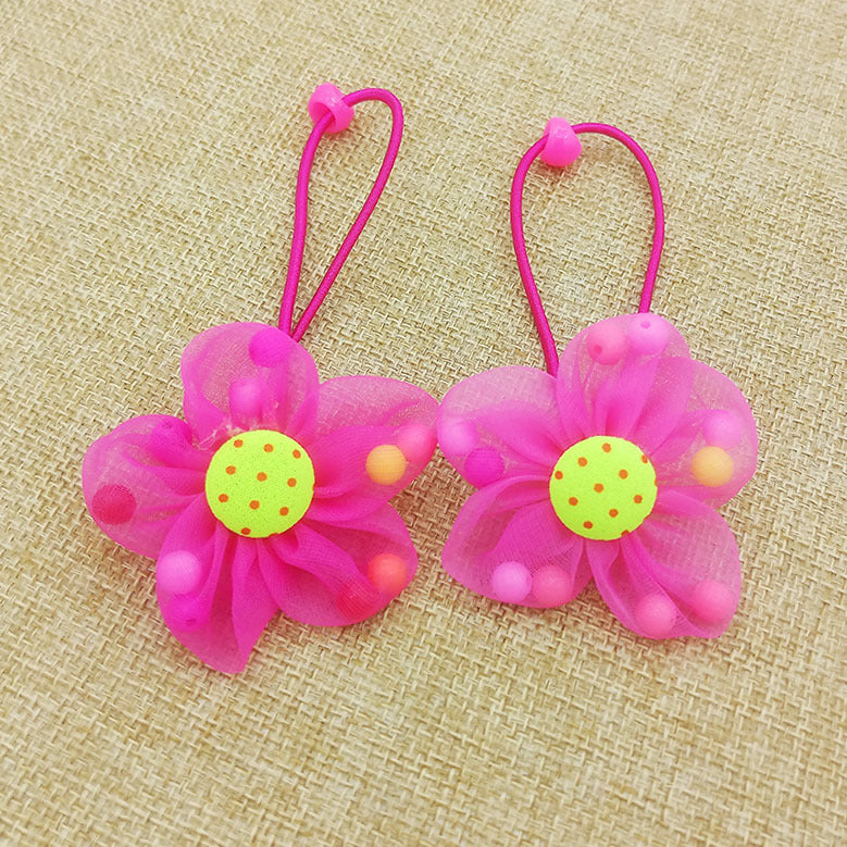 Children's Flower Beads Hair Band Set - Colorful Rubber Hair Rings for Kids