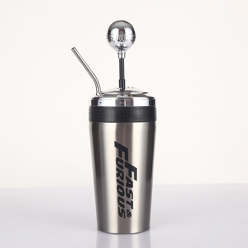 Insulated Stainless Steel Car Water Bottle with Straw 500ml - Fast & Furious Design