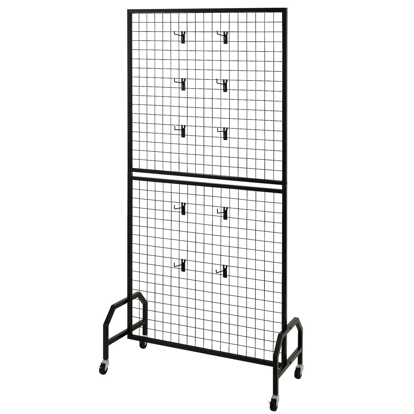 Grid Wall Panel Display Rack with Wheels - 2.9 x 5.9 Ft, 2 Packs