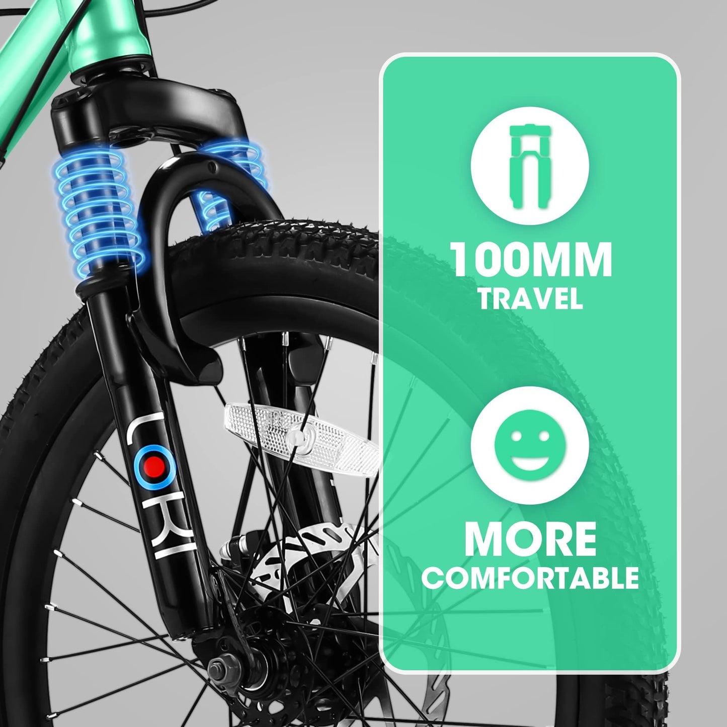 20 Inch Kids' Mountain Bike - 7 Speed, Steel Frame, Green