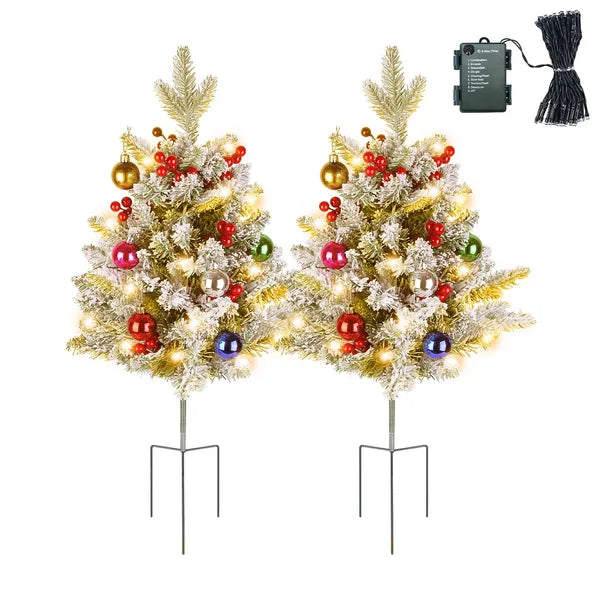 Battery Powered Lighted Christmas Tree Urn Filler - 2 Pcs