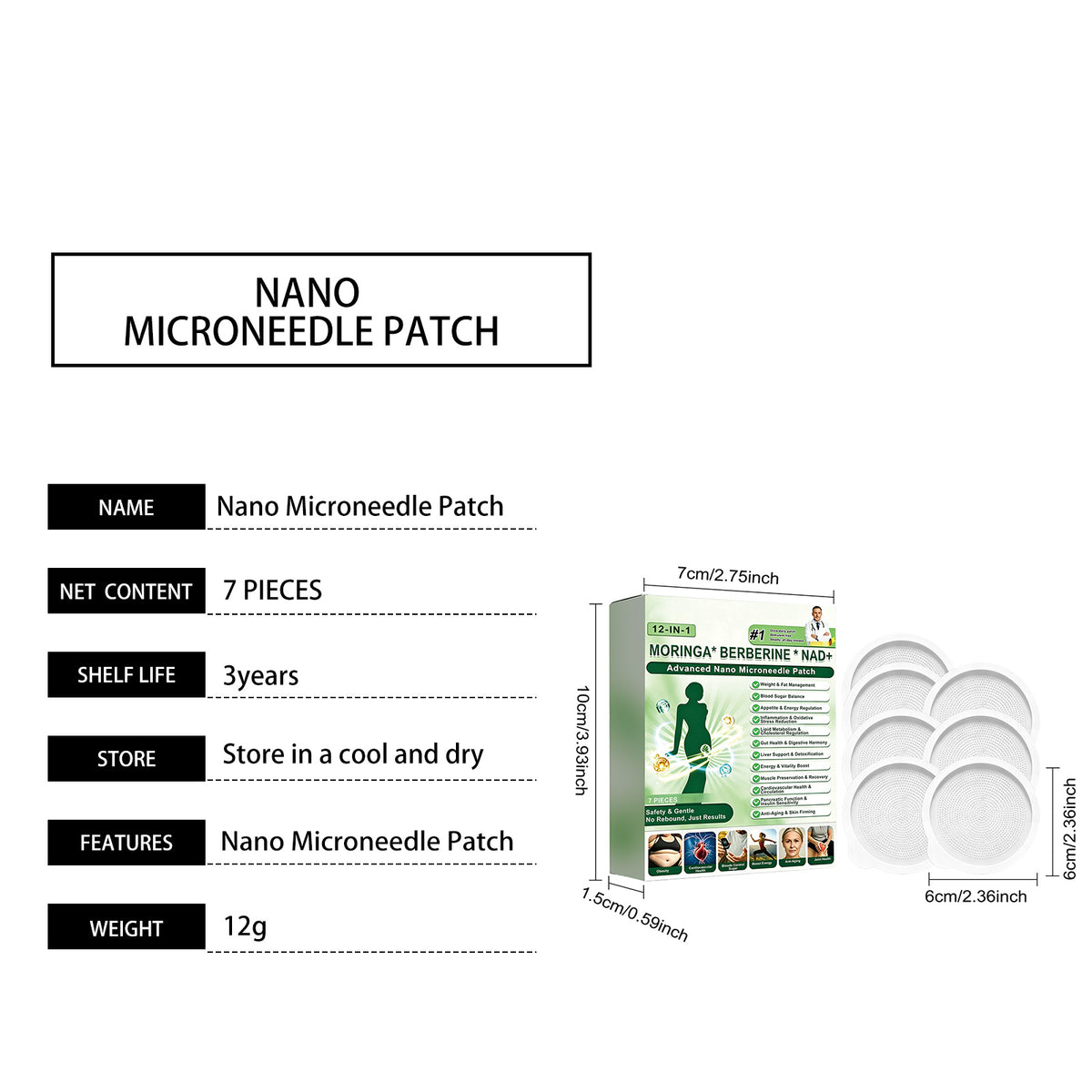 Nano Micro Needle Body Patch, 7 Pieces