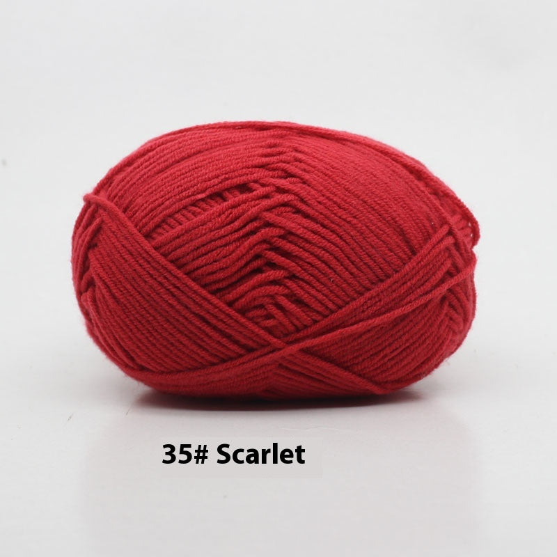 Four-Strand Milk Cotton Crochet Yarn Balls for Craft Projects - Multiple Colors