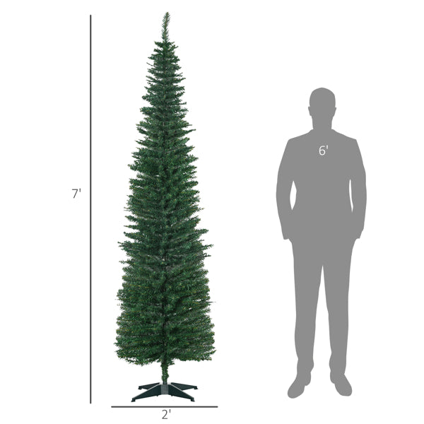 7ft Slim Pencil Style Artificial Christmas Tree - Green