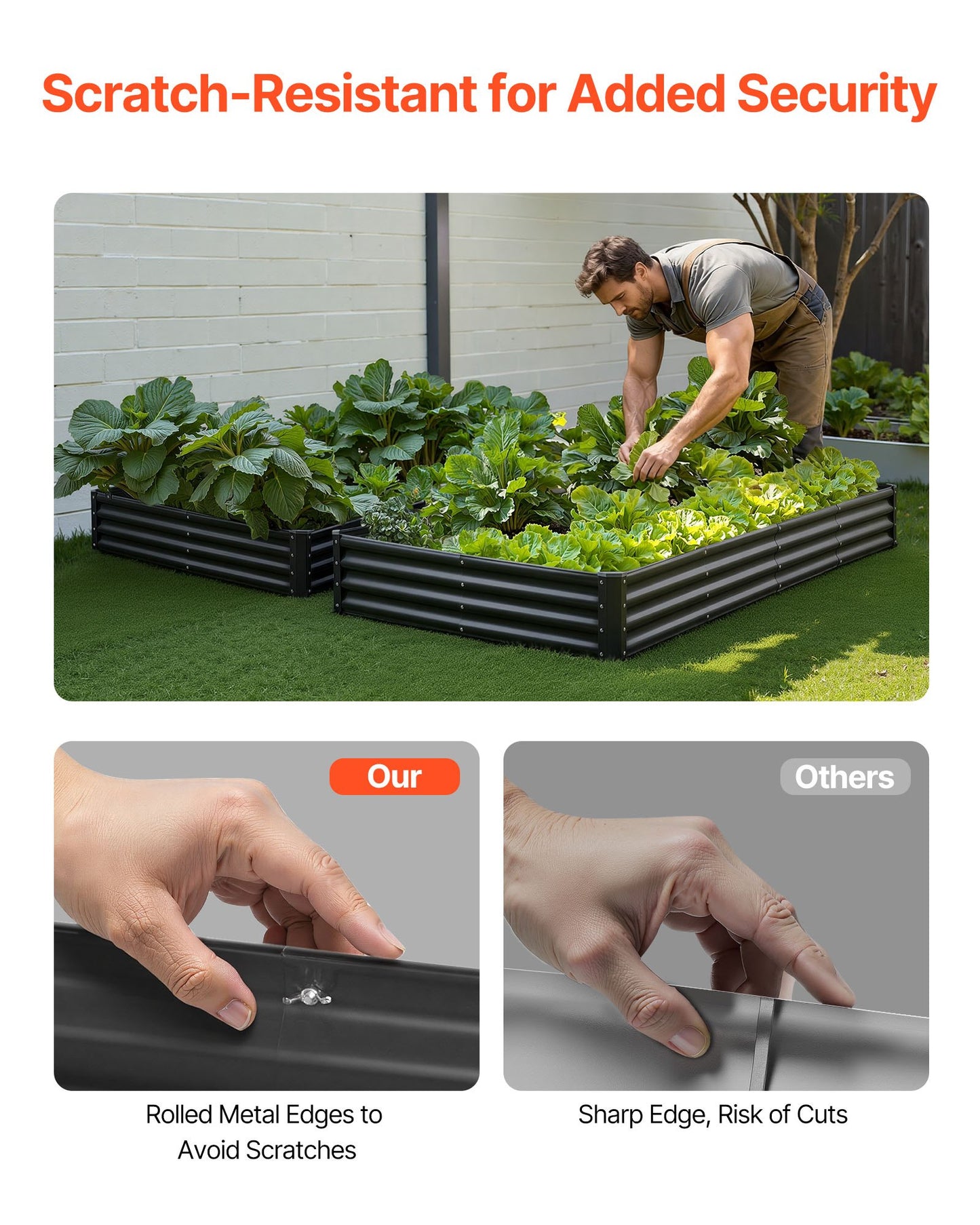 Black Metal Raised Garden Bed 8x4x1 Ft Outdoor Planter with Open Bottom