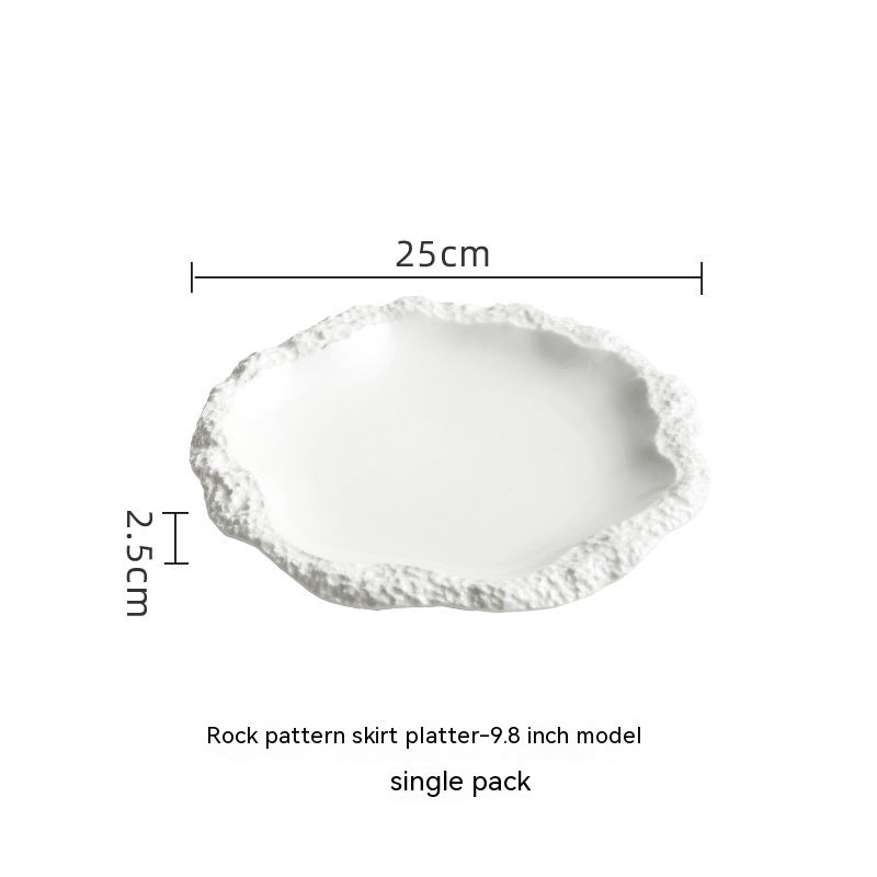European-Style Embossed Ceramic Plate - Shallow Dinnerware for Hotel & Home