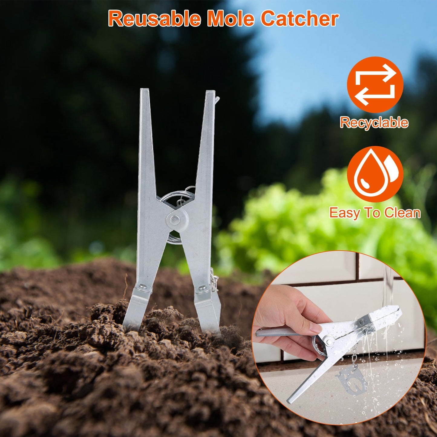 Reusable Mole Trap Set - 4 Pack, Easy-to-Use Garden Pest Control Tools