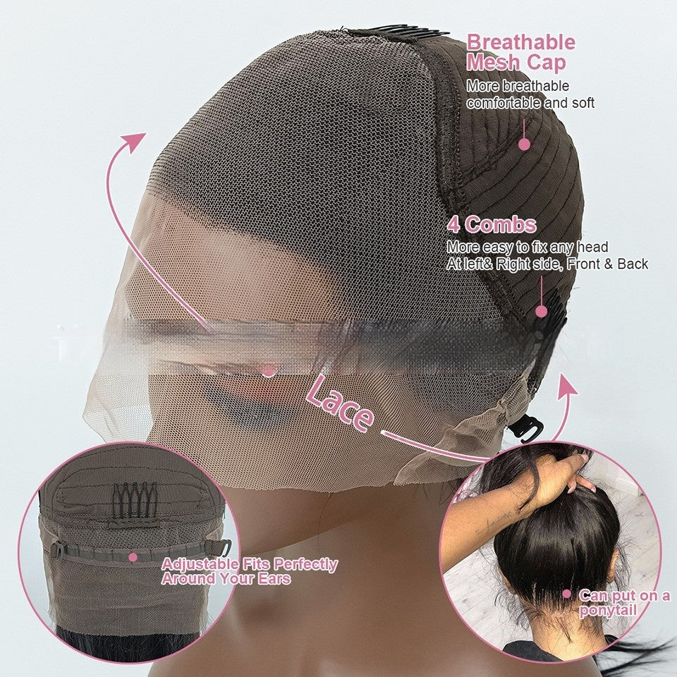Real Human Hair Wig with Lace Cap - Multiple Styles & Lengths