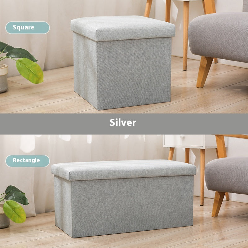 Foldable Shoe Storage Bench with Cotton Linen Upholstery - Multi-Color