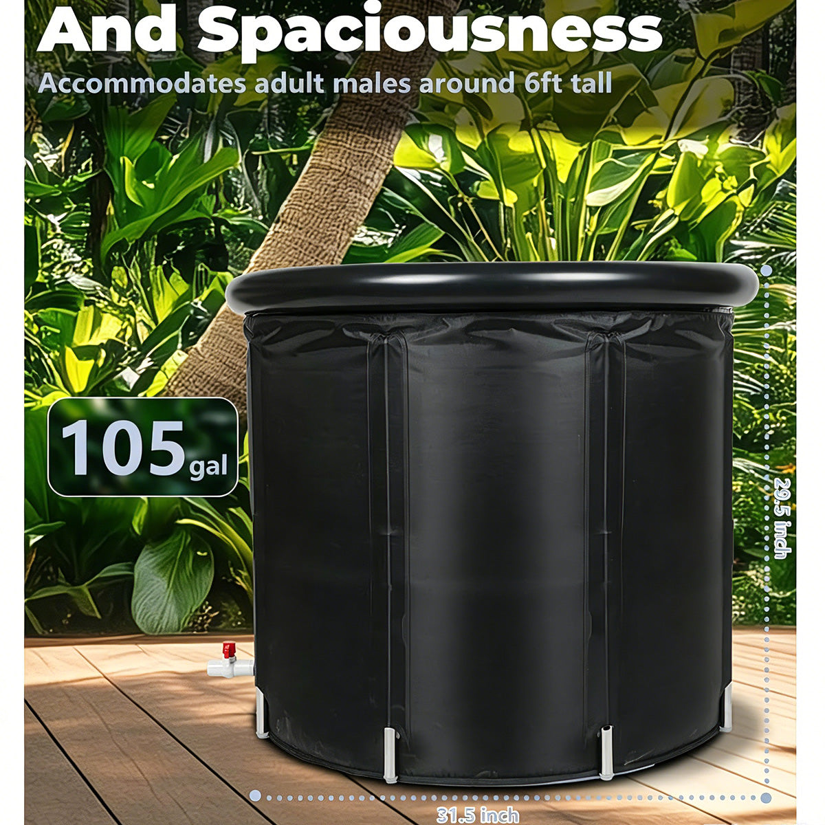 105 Gallons Cold Plunge Tub with Cover for Recovery & Therapy