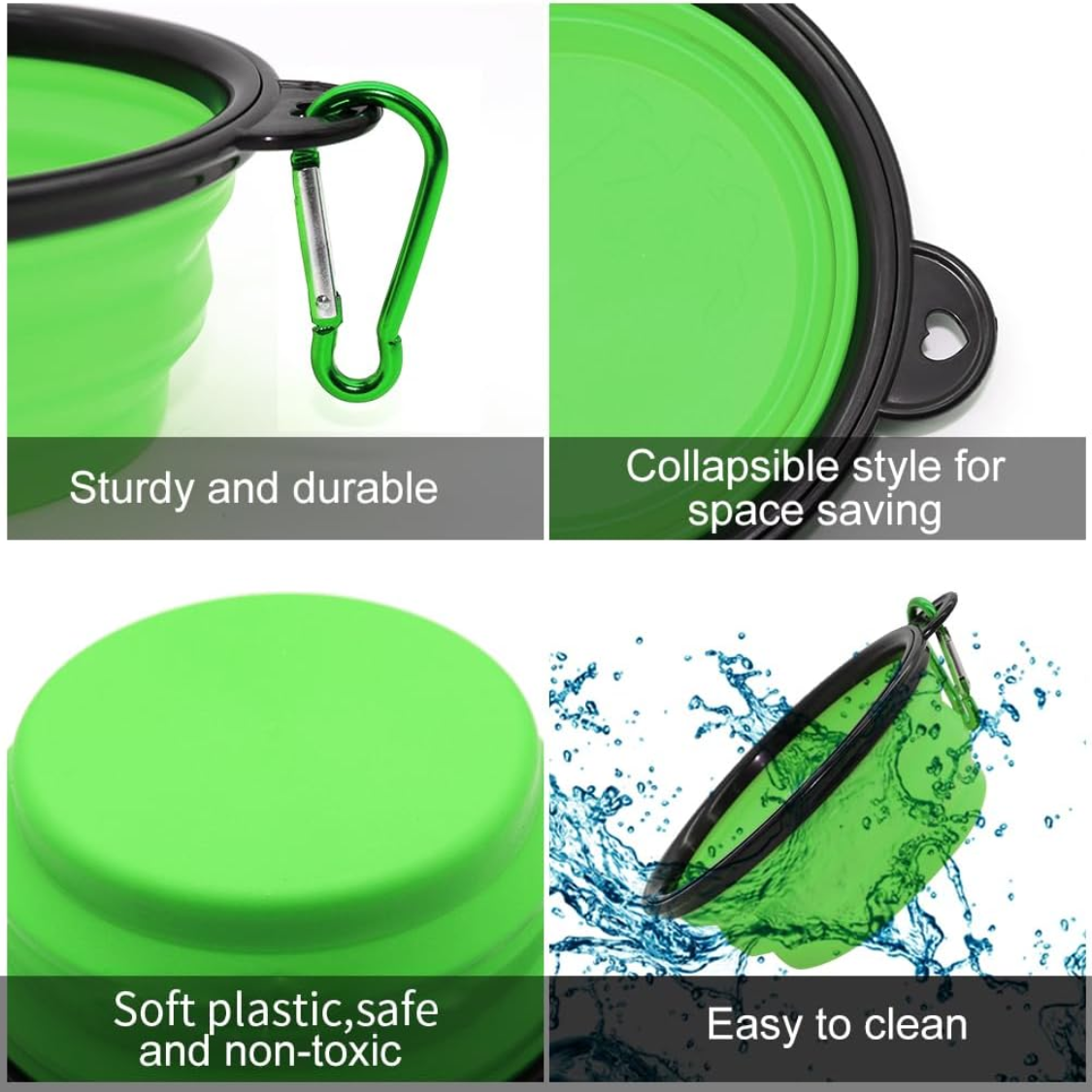 Collapsible Pet Bowl Set for Dogs and Cats - Travel Water & Food Bowls with Carabiners - Multicolor 2 Pack