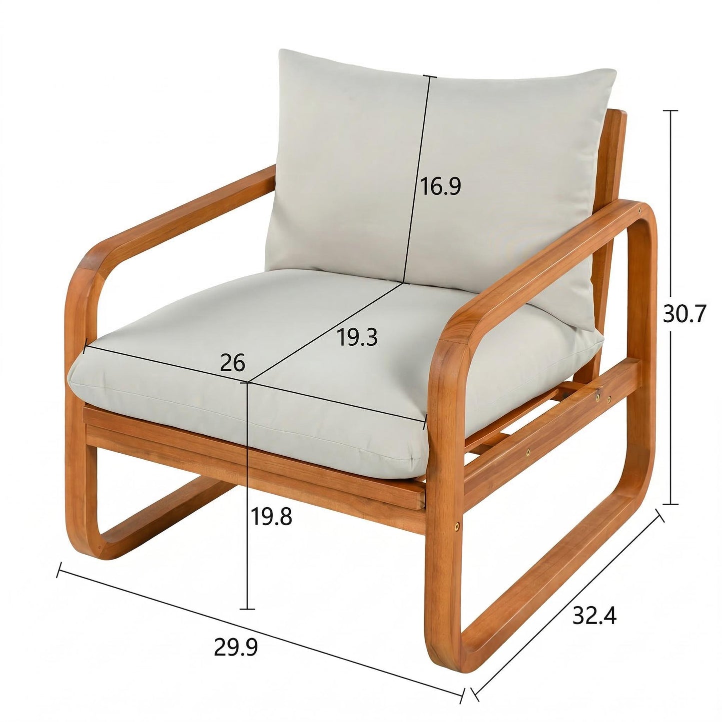 4-Piece Acacia Wood Outdoor Patio Furniture Set with Cushions