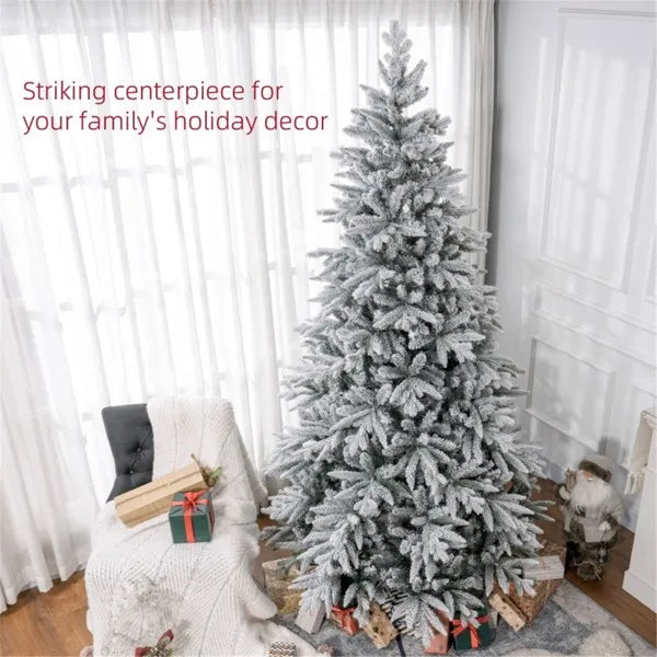 8ft Snow Flocked Christmas Tree with 2003 Tips - Green