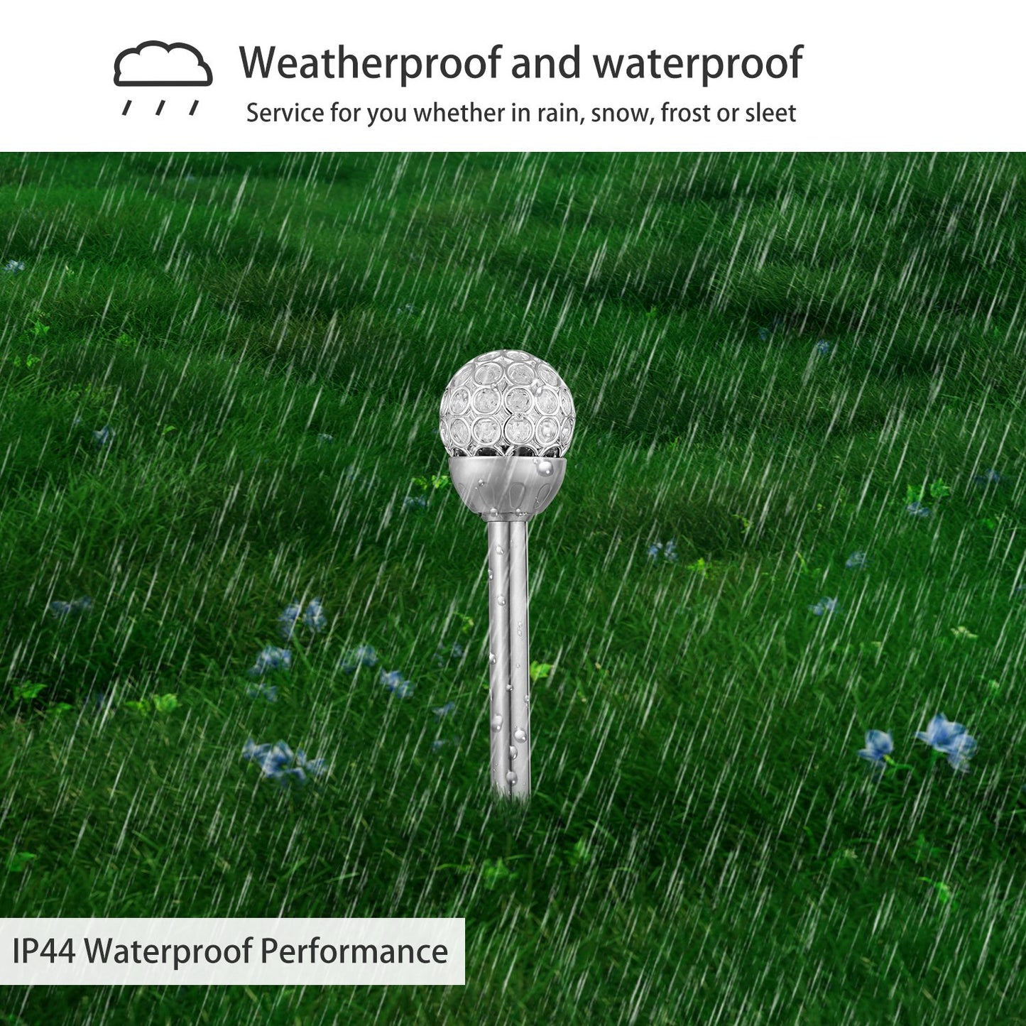 3Pcs Solar Pathway Lights Waterproof RGB Color Changing Garden Walkway Yard Decor
