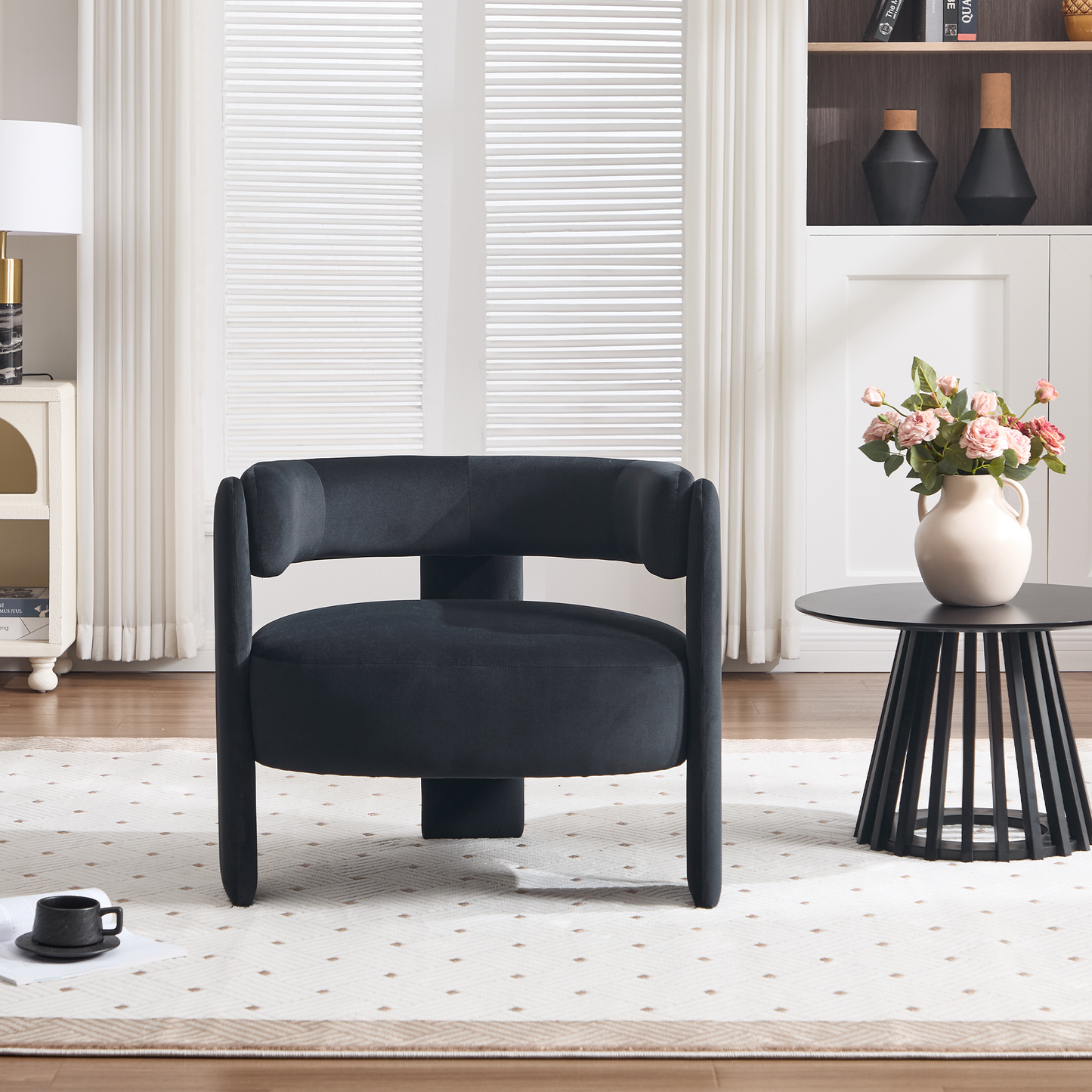 Modern Velvet Accent Chair - Comfy Single Sofa for Living Room