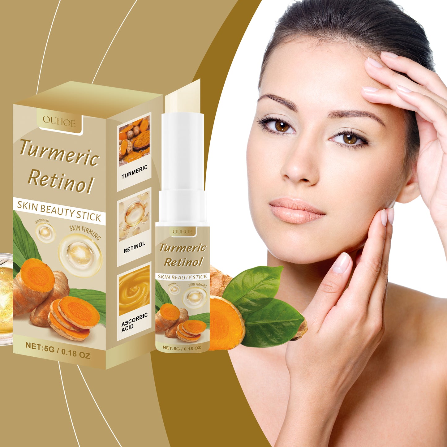 Turmeric and Retinol Moisturizing Beauty Stick - Brightening Skin Care