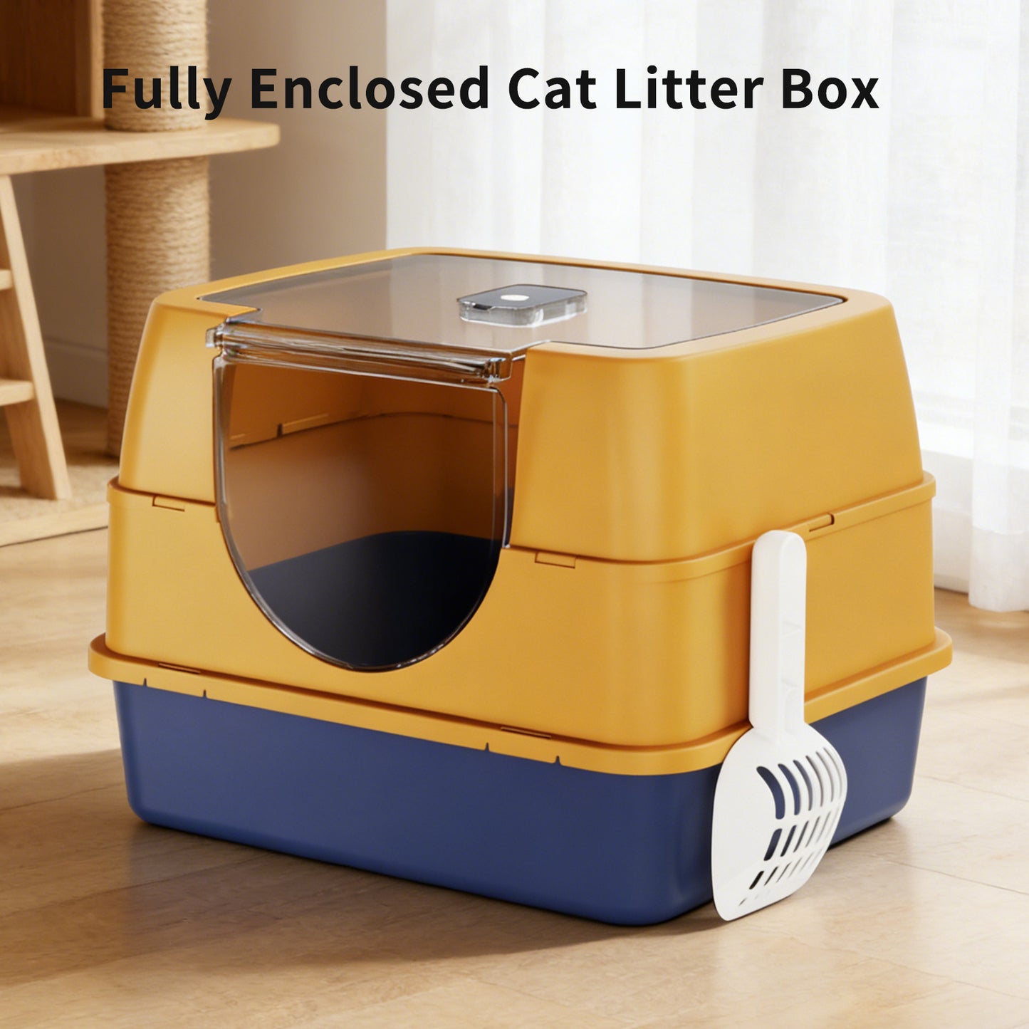 Dark Gray Fully Enclosed Cat Litter Box with Anti-Splash & Odor Locking - Large & Multi-Cat Households