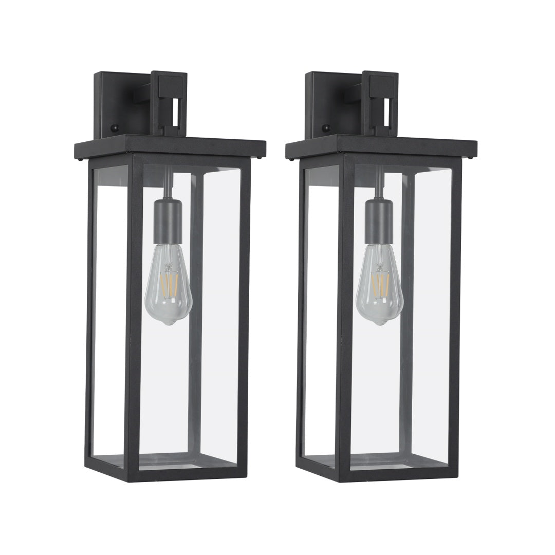 Modern Outdoor Wall Lanterns - Black Metal Frame, Clear Glass