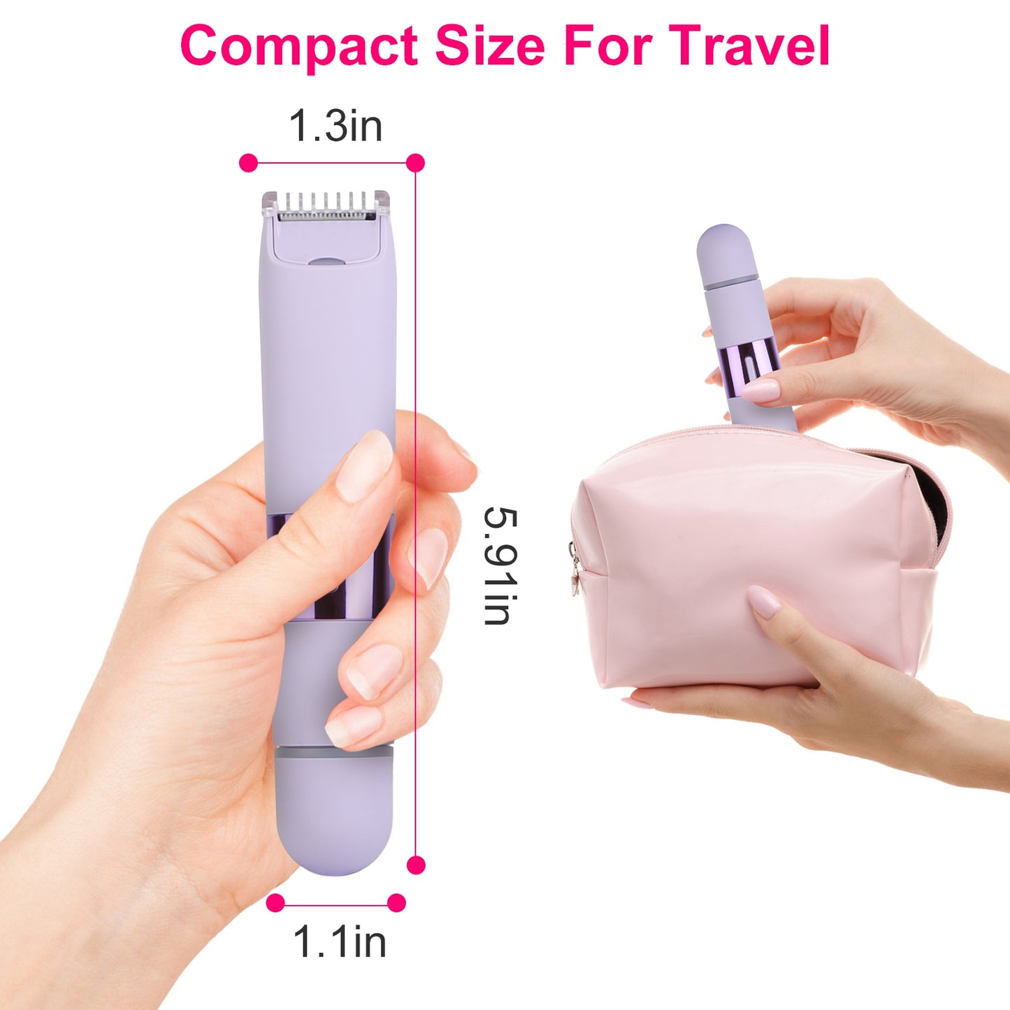 2-in-1 Cordless Bikini Trimmer for Women - Rechargeable Body Hair Shaver