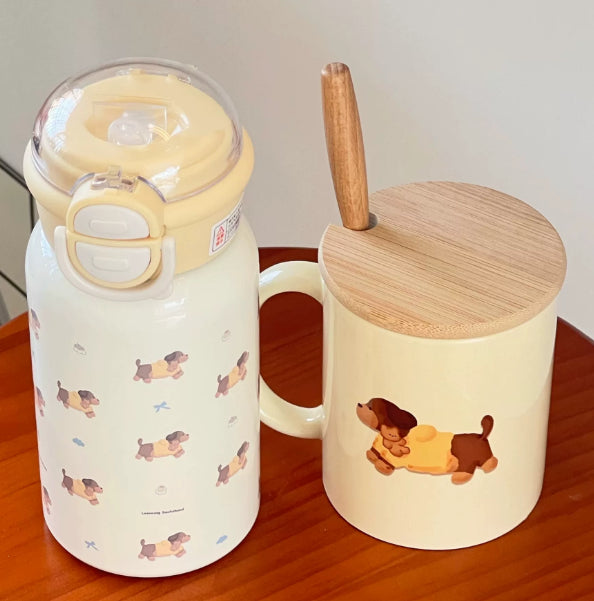 Cute Corgi Water Bottle with Insulated Mug Options - Various Colors