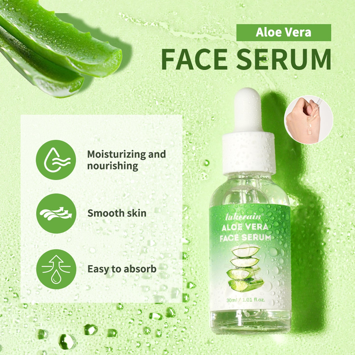 Facial Moisturizer with Aloe Vera Water - 30ml Hydrating Serum for All Skin Types