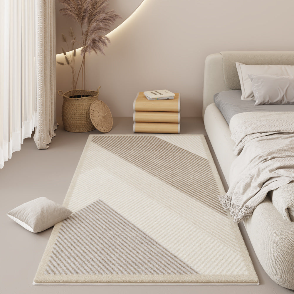 Modern Bedroom Carpet with Geometric and Striped Patterns - Multiple Sizes & Styles