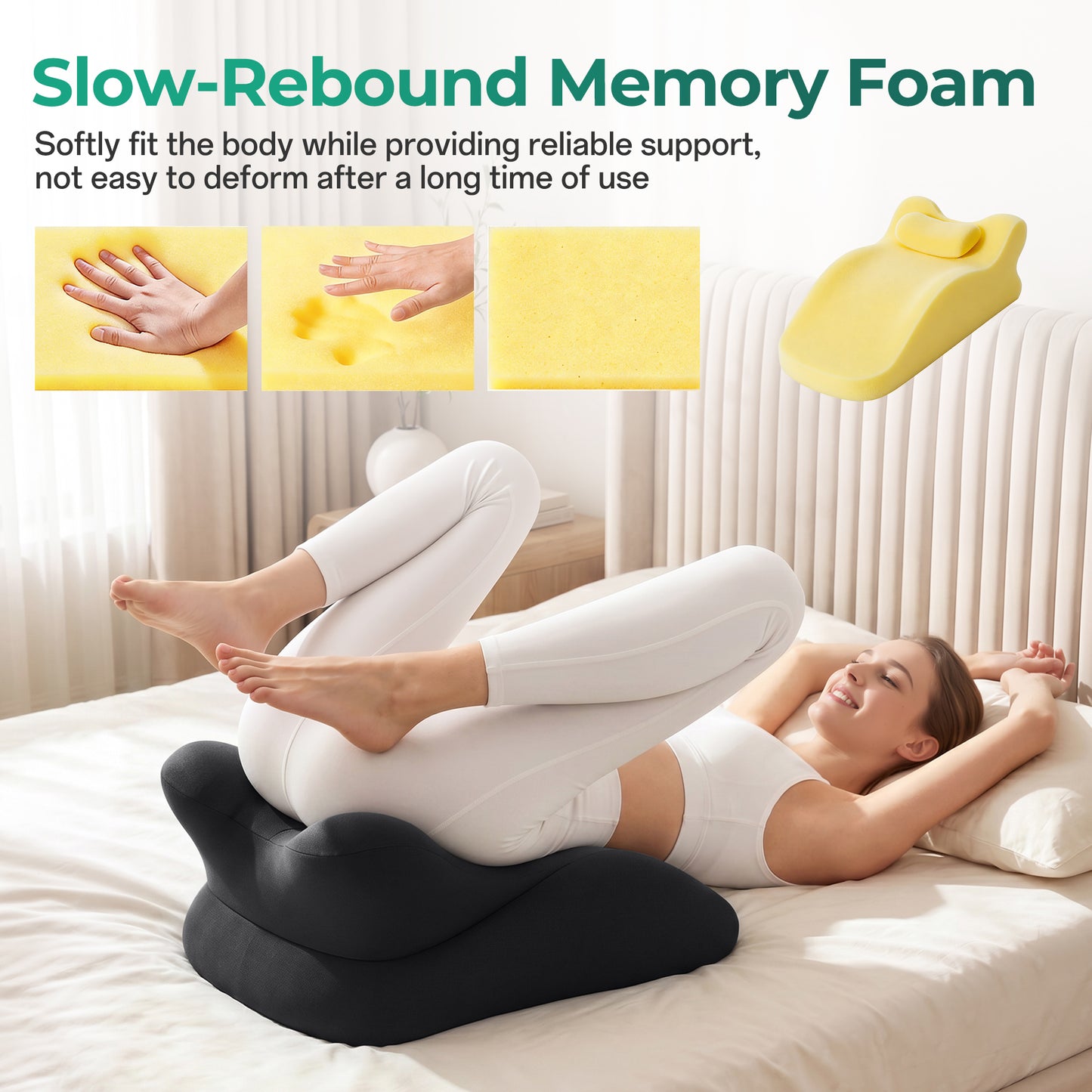 Ergonomic Memory Foam Support Pillow for Couples - Black