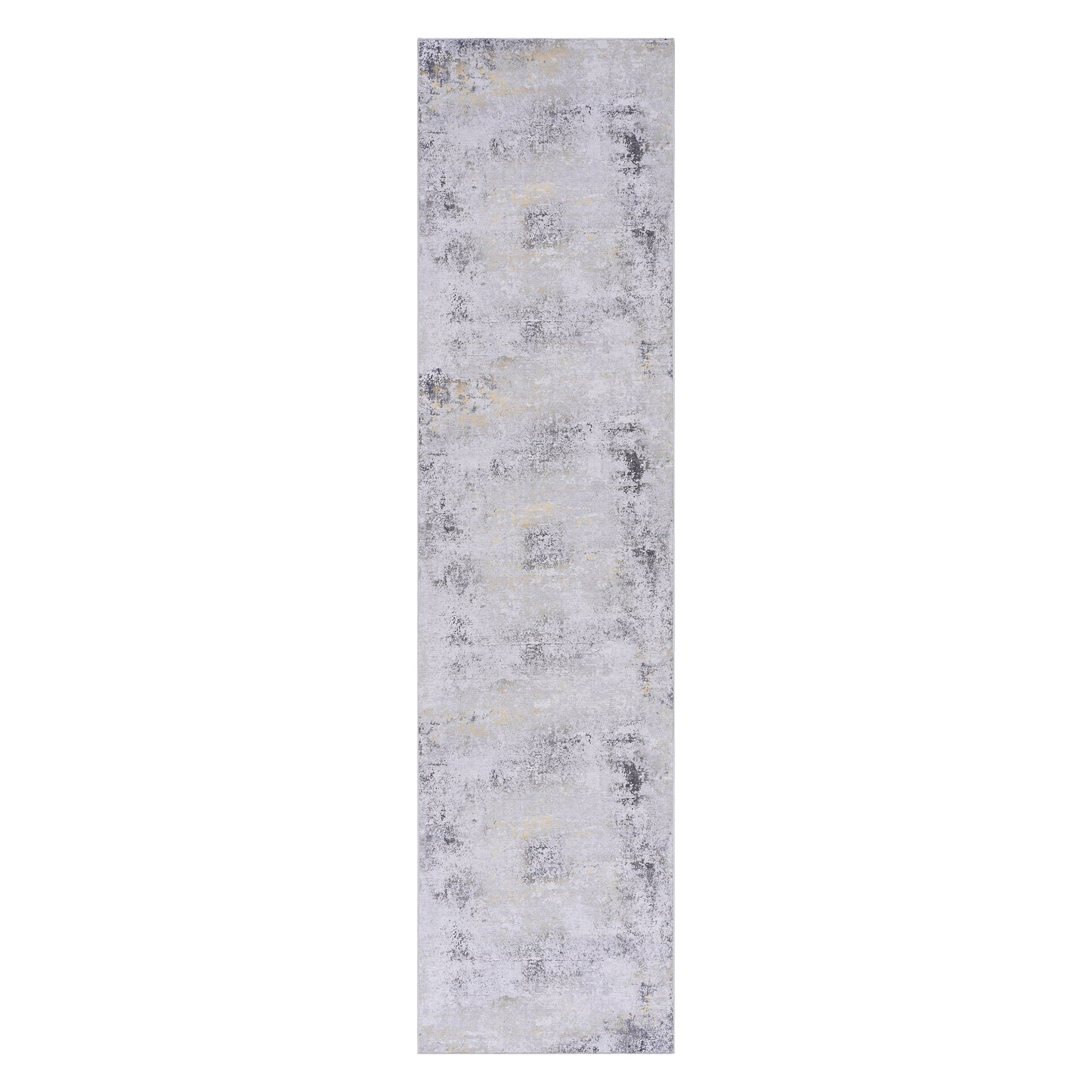 MAVAL Gold Washable Rug 2'6'' X 10' Runner Gray Gold,