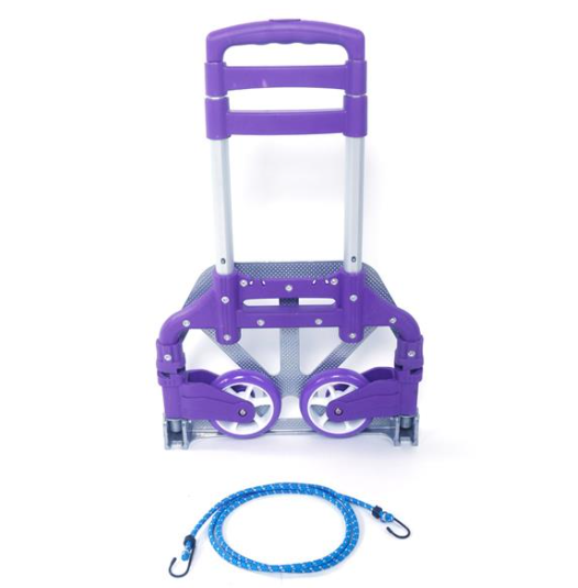 Portable Foldable Telescopic Luggage Cart with Max 165 lbs Capacity - Purple