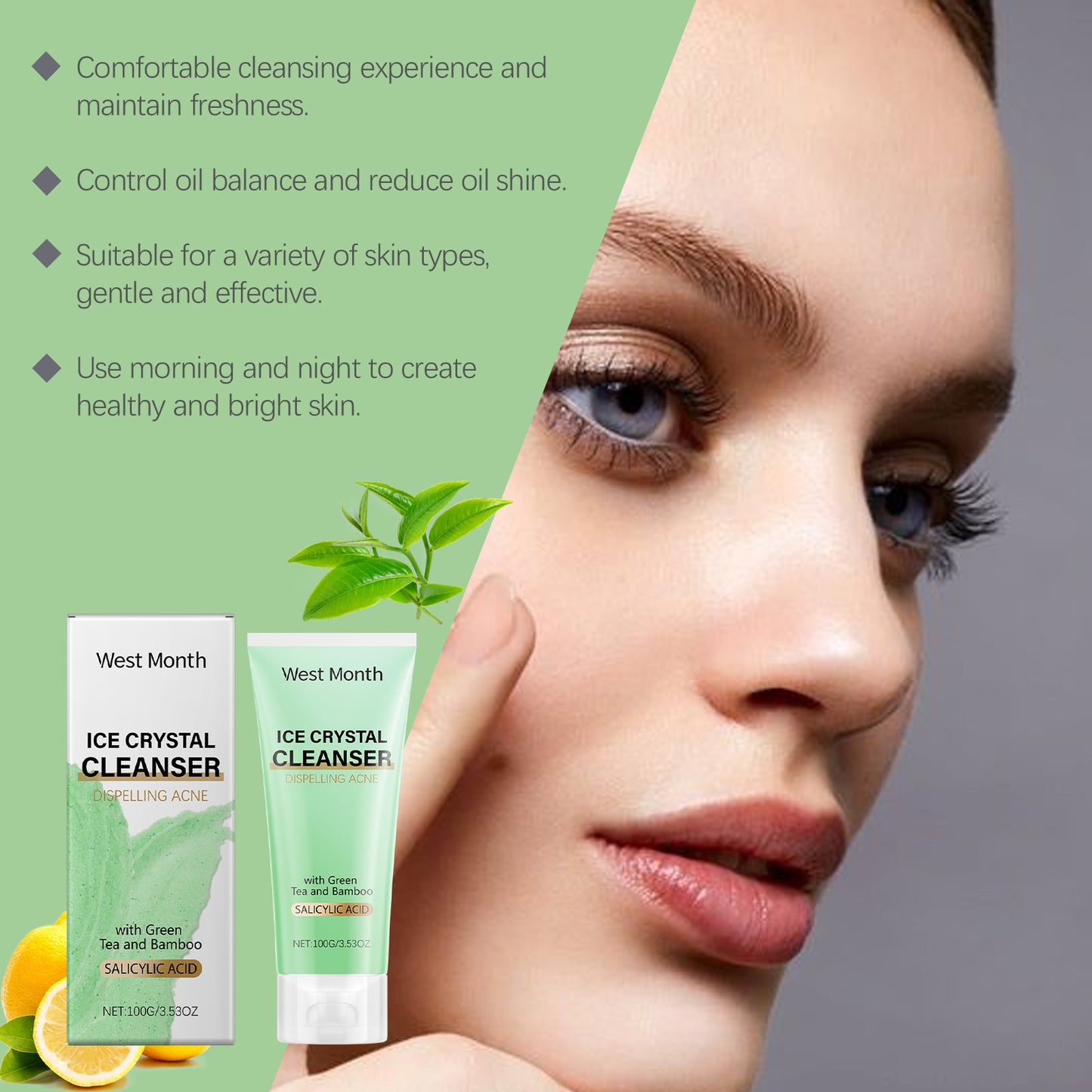 Anti-Acne Facial Cleanser with Salicylic Acid & Tea Extract - 100g