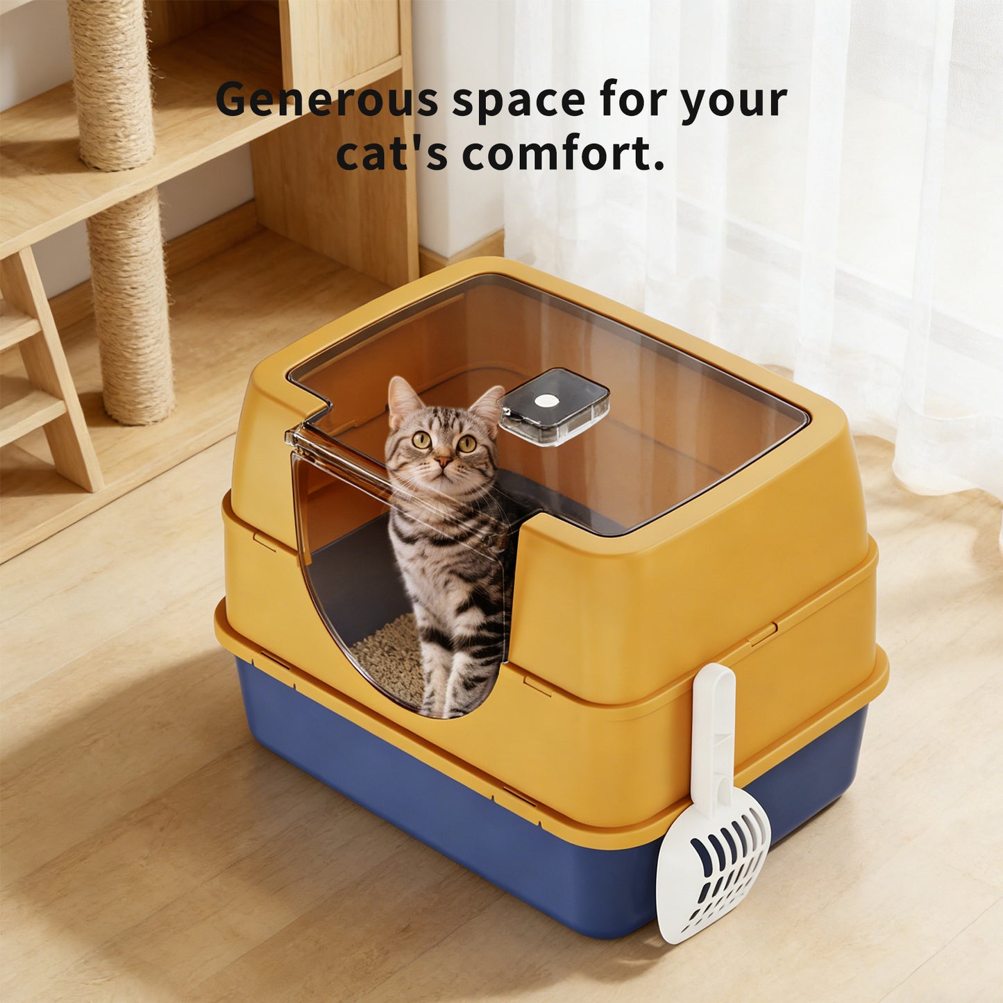 Dark Gray Fully Enclosed Cat Litter Box with Anti-Splash & Odor Locking - Large & Multi-Cat Households