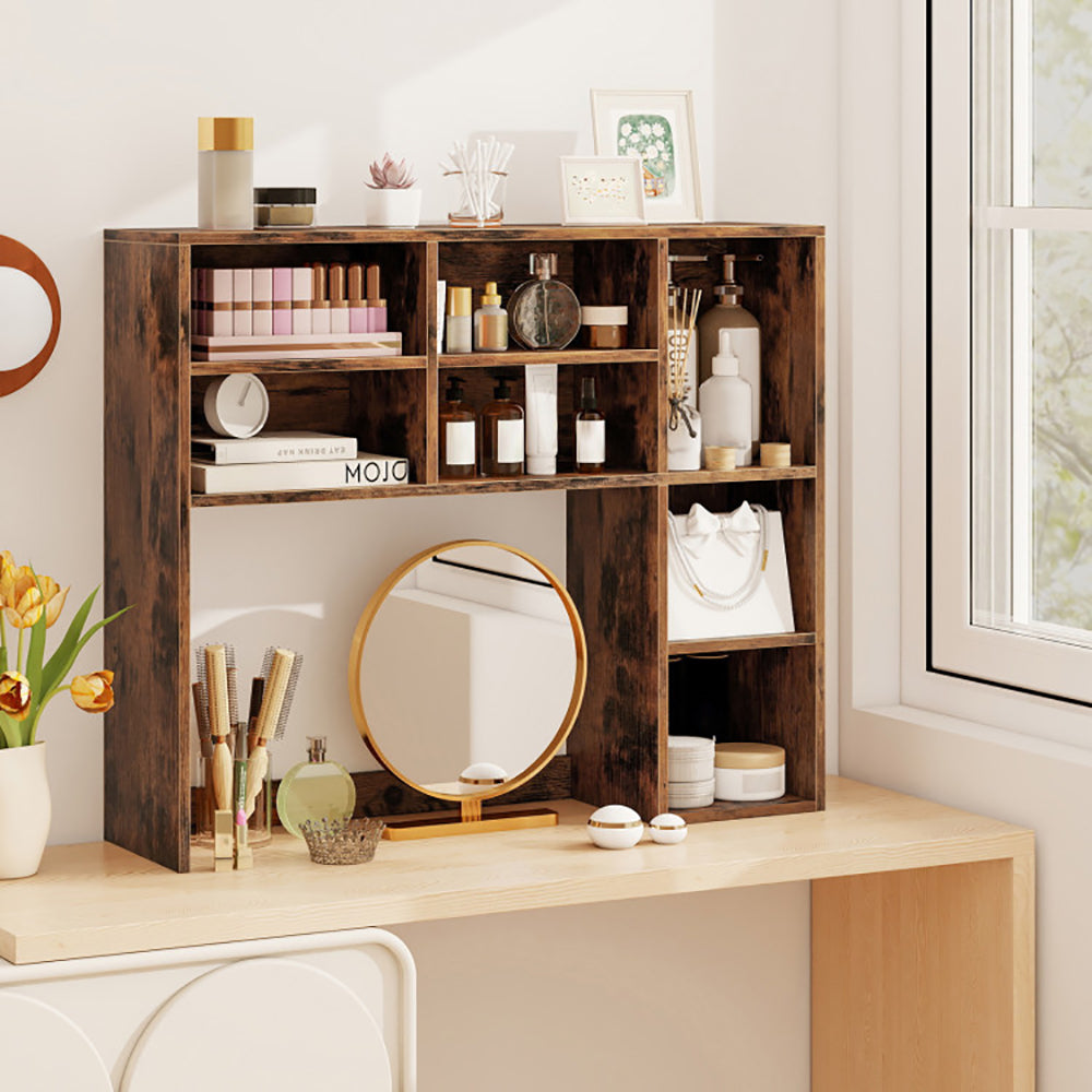 Desktop Bookshelf With 7 Open Cubbies And 3 Adjustable Shelves 2