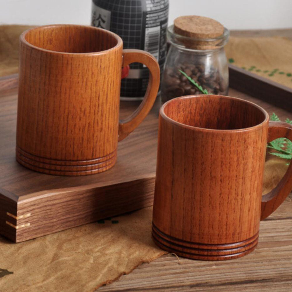 Vintage Wooden Drinkware Mug - Home Kitchen Water Cup