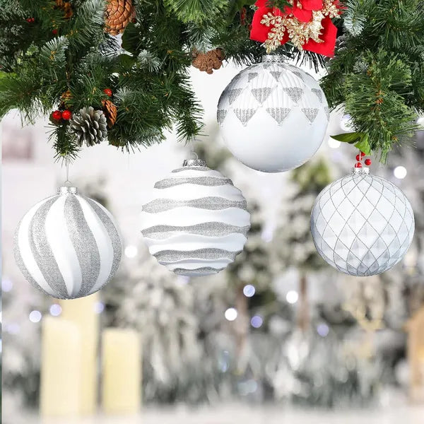 Large Christmas Ball Ornaments - 4 Pcs Shatterproof Decorations