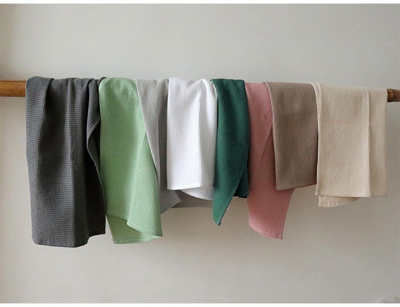 Cotton Rectangular Waffle Tea Towel - Nordic Style Kitchen Linen